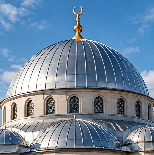 Metal kaplamalı cami kubbesi
