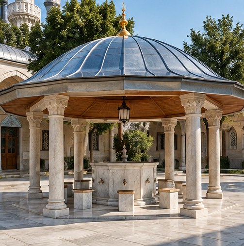Metal kaplamalı şadırvan çatısı
